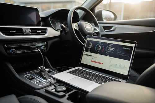 computer connected to a car